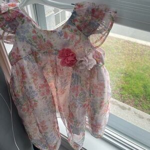 Pippa & Julie Floral Kids Dress with Pink and White Accents
